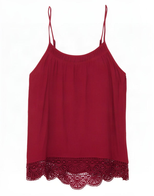 Top de tirantes para mujer Fat Face UK 8 Small Borgoña Viscosa