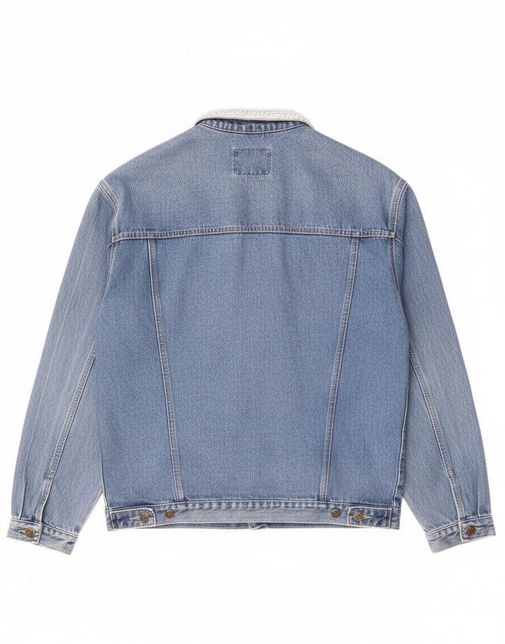 Vintage hombres chaqueta de mezclilla Reino Unido 44 2XL algodón azul