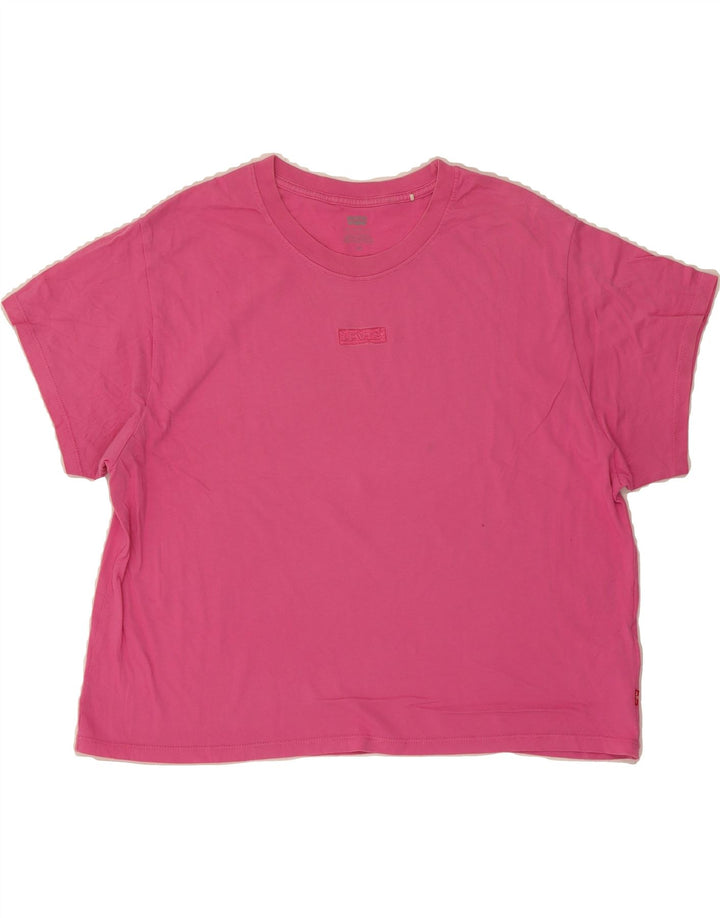 LEVI'S Womens Oversized T-Shirt Top UK 16 Large Pink Cotton Vintage Levi's and Second-Hand Levi's from Messina Hembry 