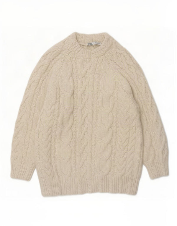 Zara Jersey Suelto con Cuello Redondo y Corte Suelto para Mujer UK 40 Medium Off White