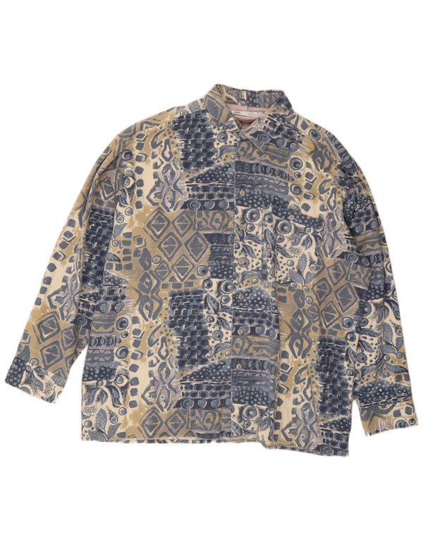 C & A Camisa de franela para hombre 2XL Algodón geométrico azul