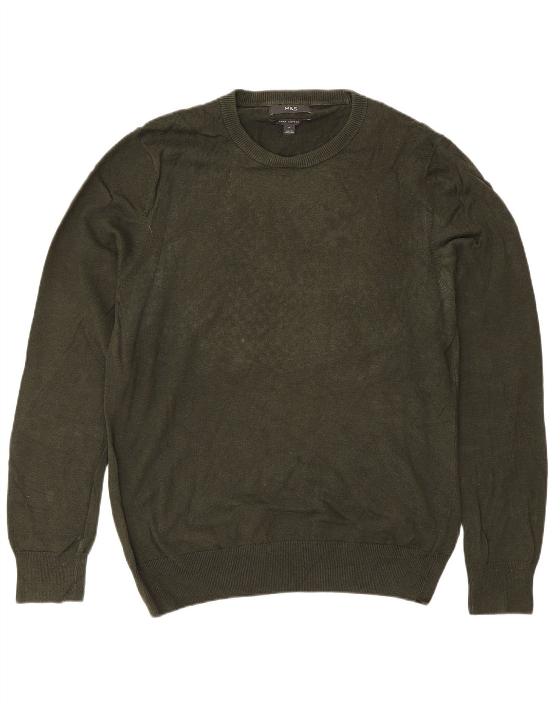 Marks & Spencer Suéter con Cuello Redondo para Hombre Algodón Caqui Medio