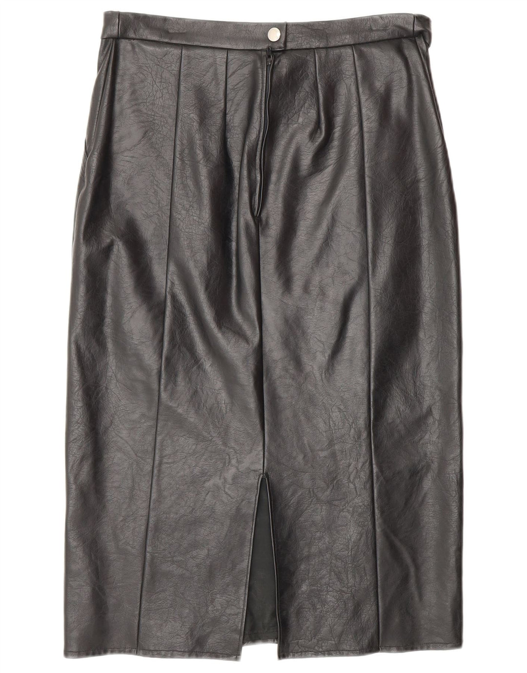 VINTAGE Falda de cuero para mujer W28 Cuero negro medio