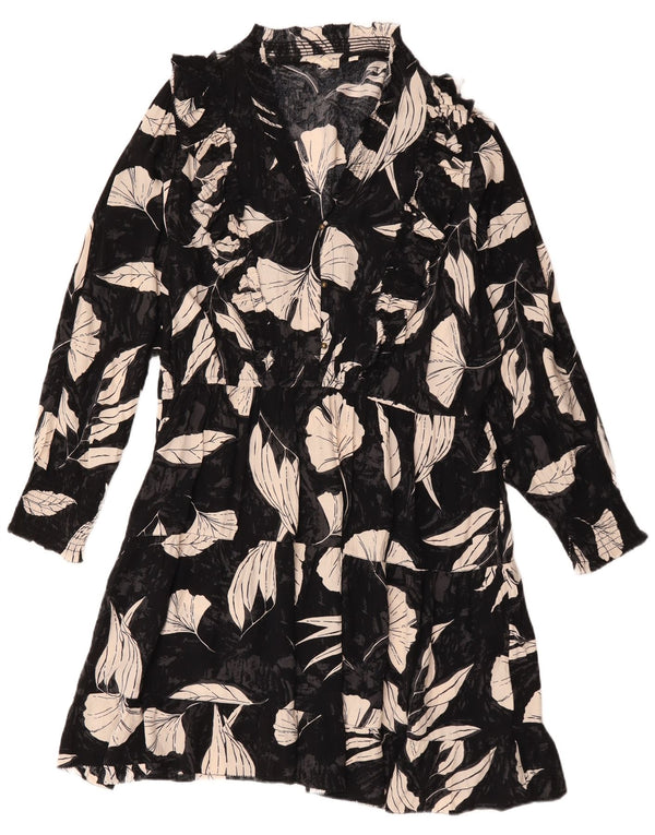 Vestido acampanado de manga larga para mujer de Fat Face UK 40 XL Viscosa floral negra