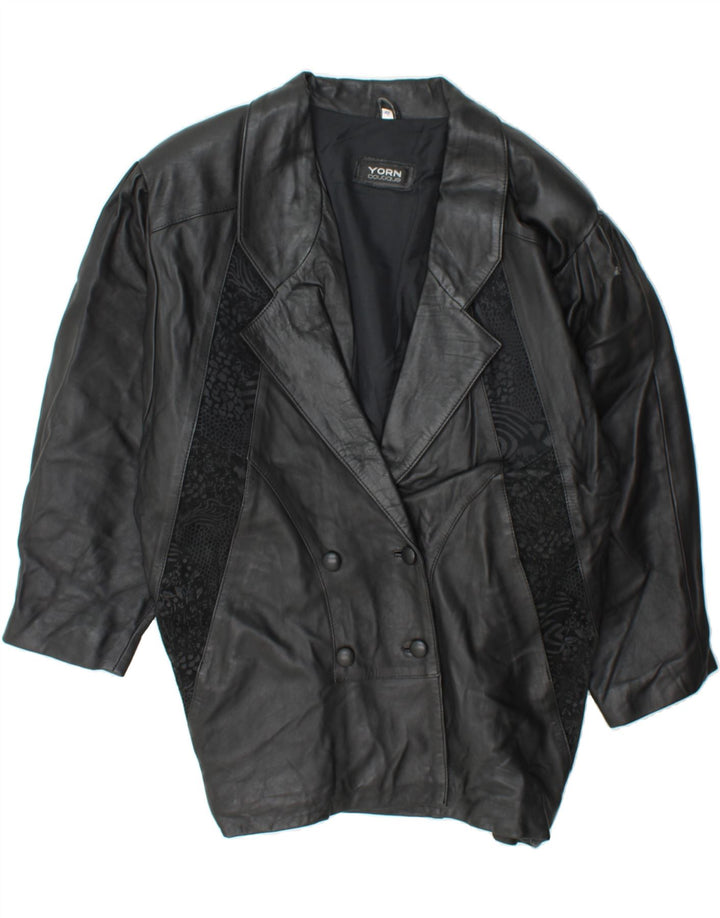 YORN Womens Leather Coat IT 42 Medium Black Leather Vintage Yorn and Second-Hand Yorn from Messina Hembry 