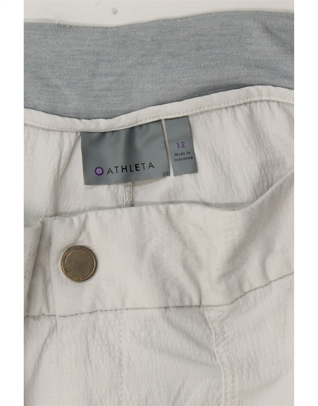 ATHLETA Pantalones cortos rectos para mujer US 12 Large W32 L24 Nylon blanco