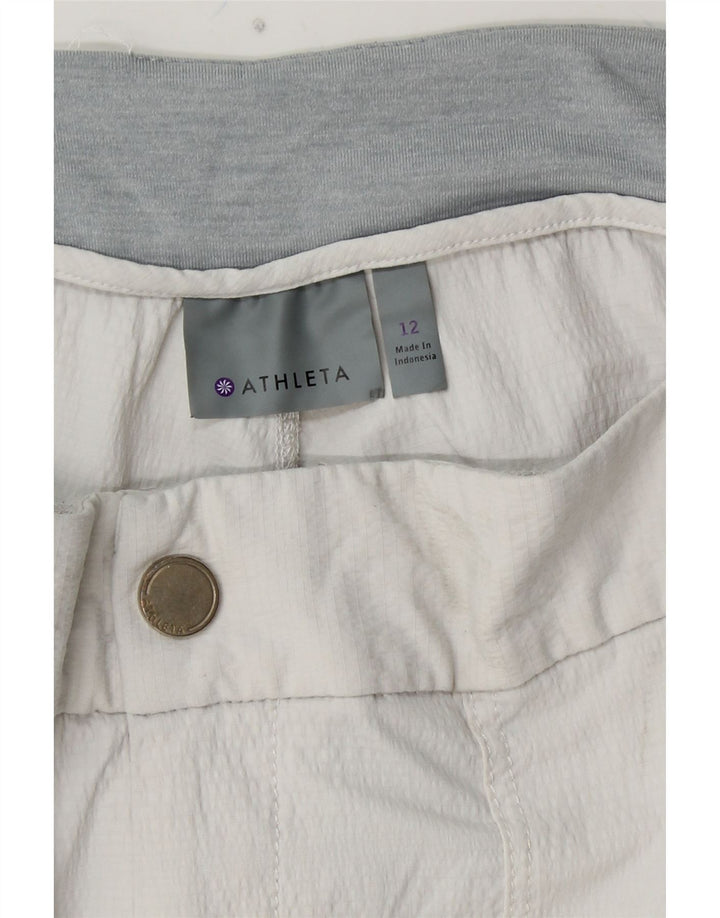 ATHLETA Pantalones cortos rectos para mujer US 12 Large W32 L24 Nylon blanco