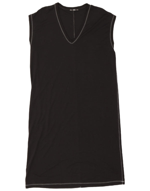 Zara Vestido estilo camiseta extragrande sin mangas para mujer UK 10 Small Black