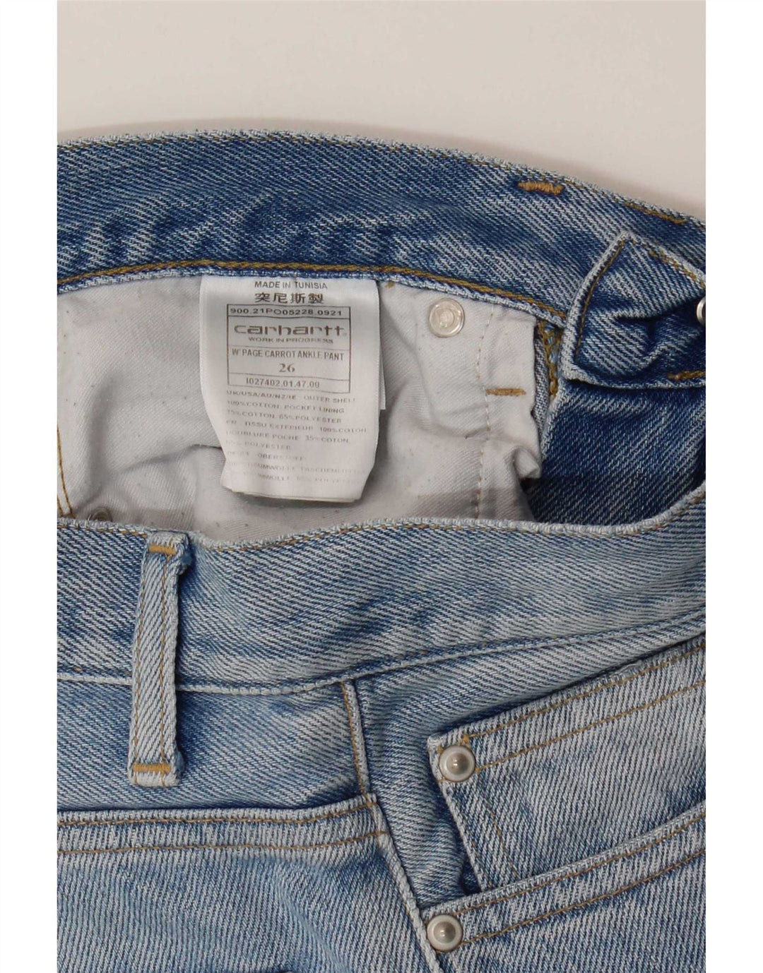Vaqueros Carhartt Mujer Rectos W26 L28 Algodón Azul