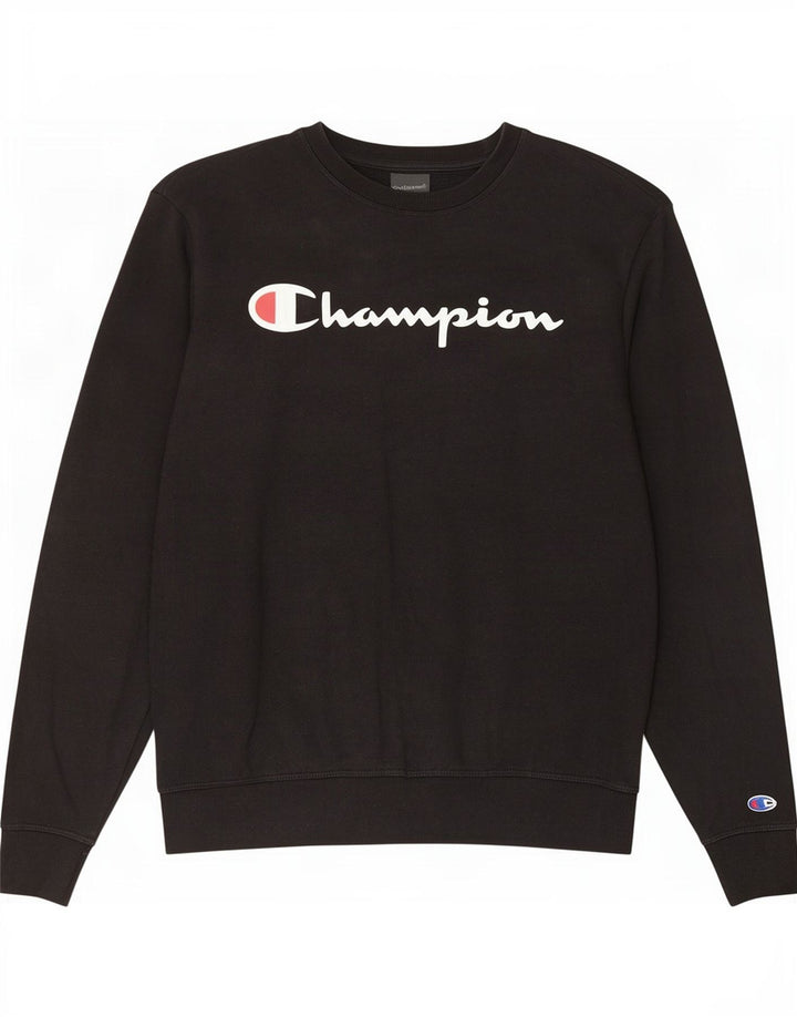 Champion Sudadera Con Estampado Gráfico Jumper De Algodón Negro Mediano