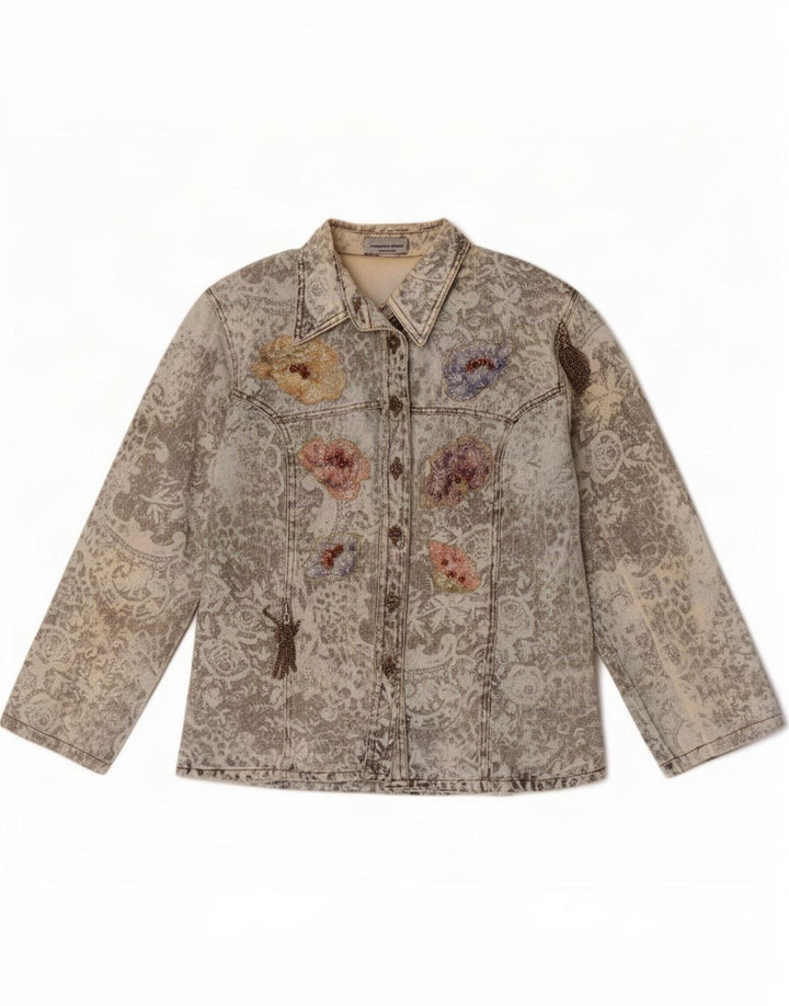 Chaqueta vaquera vintage para mujer IT 44 Algodón floral azul medio