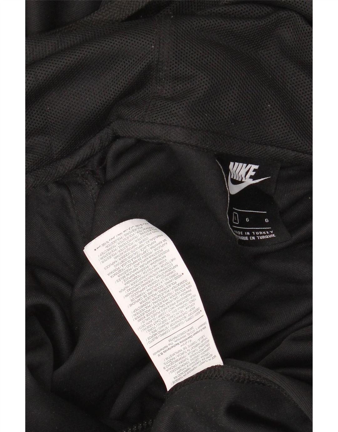 NIKE Mens Graphic Zip Hoodie Sweater Large Black Polyester