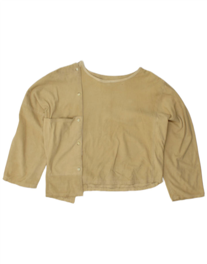 Vintage mujer oversize 3/4 manga ante blusa top EU 38 amarillo medio