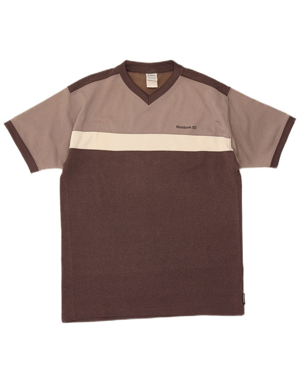 Reebok Hombre Camiseta Top Small Marrón Colorblock