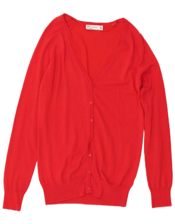 Zara Mujer Cárdigan Suéter UK 46 Grande Algodón Rojo