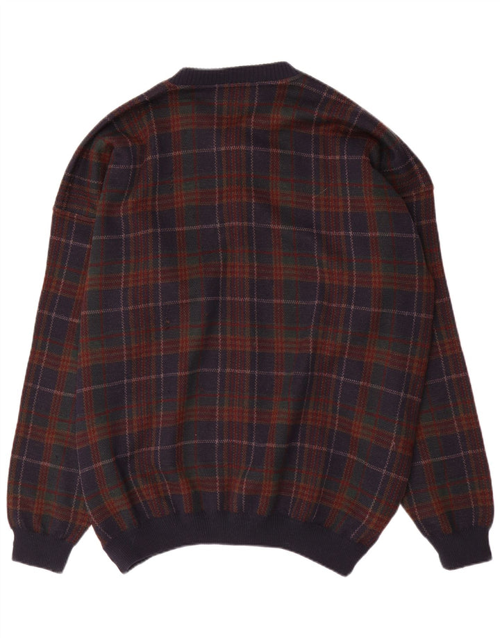 Canda Suéter tipo cárdigan para hombre 2XL Acrílico a cuadros multicolor