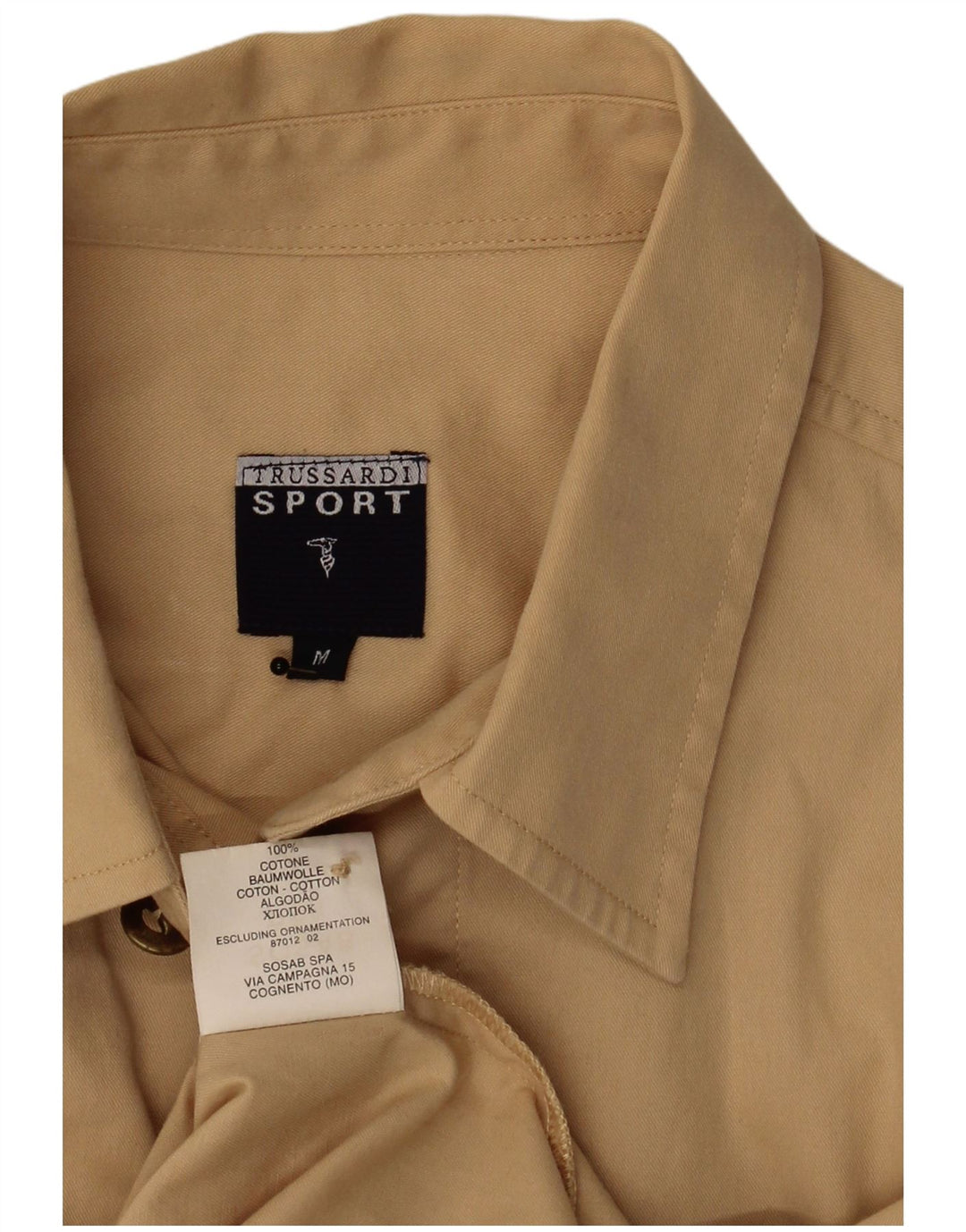Camisa Trussardi Hombre Manga Corta Algodón Beige Medio