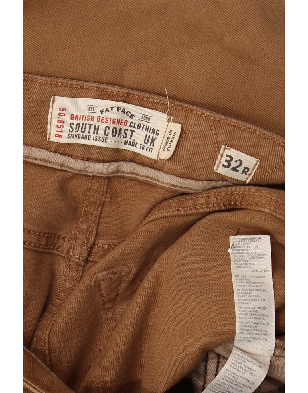 Vaqueros rectos para hombre Fat Face W32 L30 Algodón beige