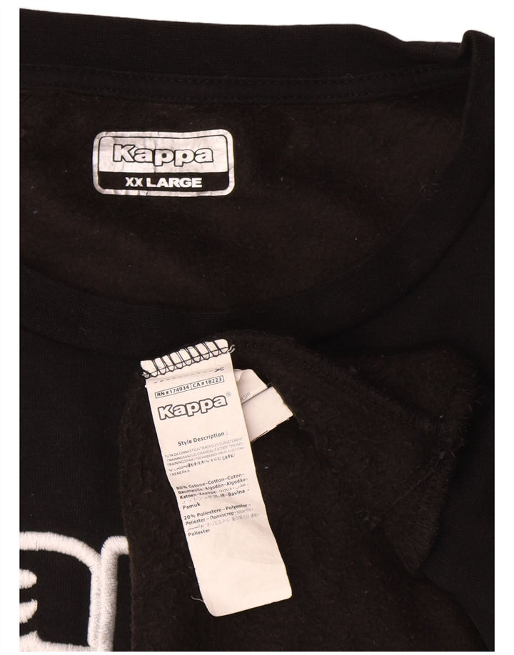 Kappa Hombre Sudadera Gráfica Jersey 2XL Algodón Negro