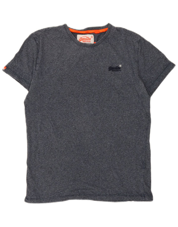 Superdry Camiseta para hombre Top Large de algodón moteado en azul marino