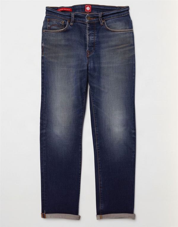 Pretty Green Vaqueros rectos de corte regular Burnage para hombre W30 L28 Algodón azul