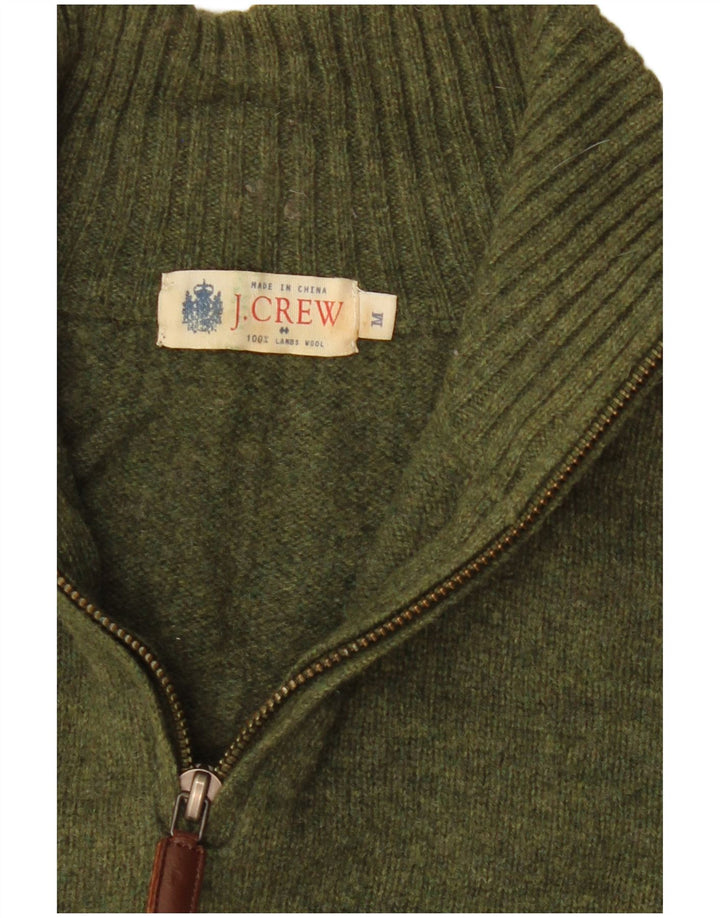 Jersey J. Crew Hombre con cuello y cremallera de lana verde medio