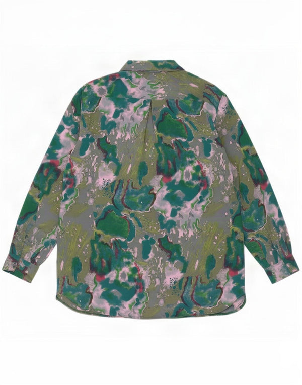 Vintage mujer patrón abstracto camisa blusa Reino Unido 20 2XL multicolor
