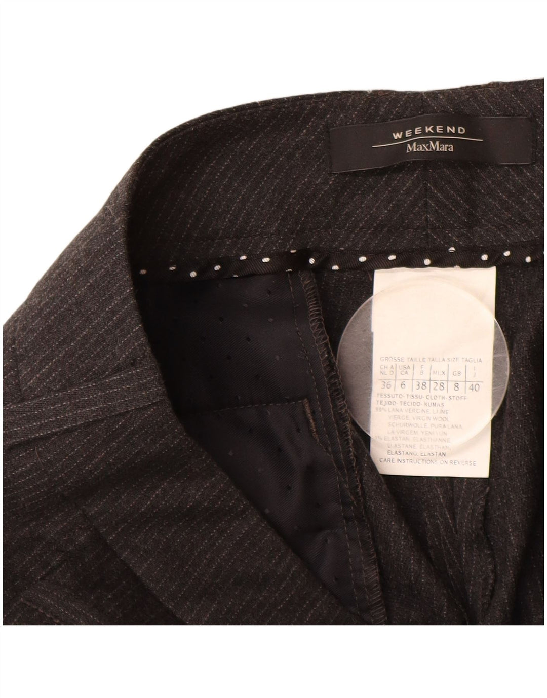 MAX MARA Pantalones casuales de fin de semana para mujer UK 8 Small W28 L27 Gris Pinstripe