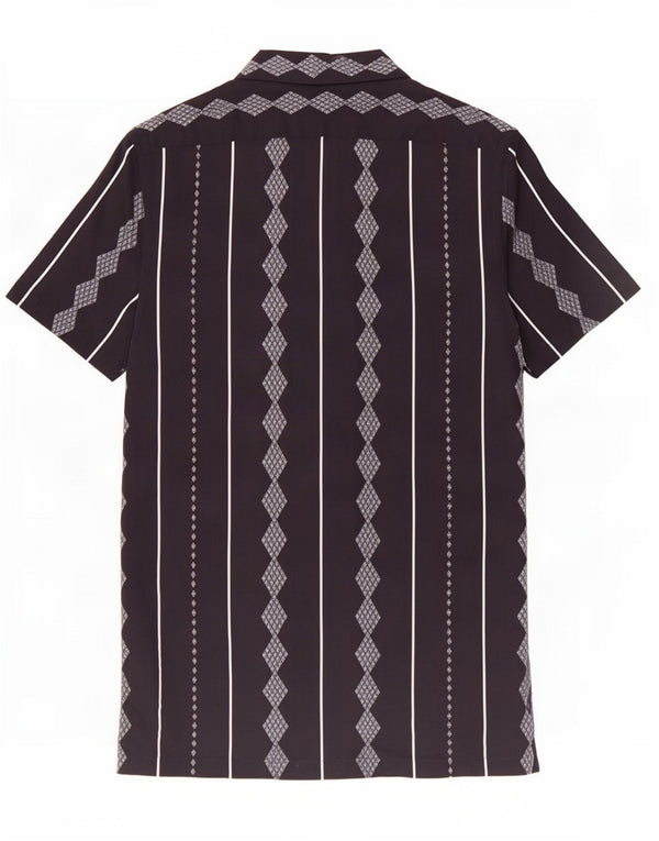 Camisa de manga corta Reiss para hombre Small Azul marino Argyle/Diamond Viscosa