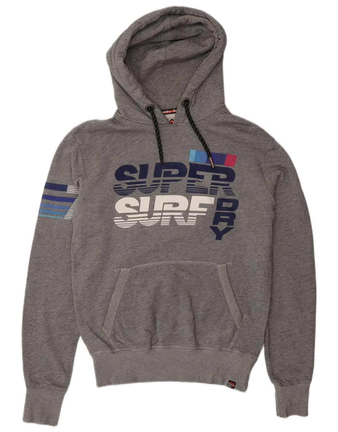 Superdry Hombre Sudadera Con Capucha Gráfica De Algodón Gris Medio
