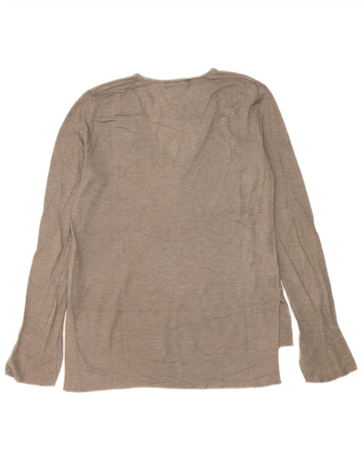 Zara Mujer Top Oversize Manga Larga UK 6 XS Gris Viscosa