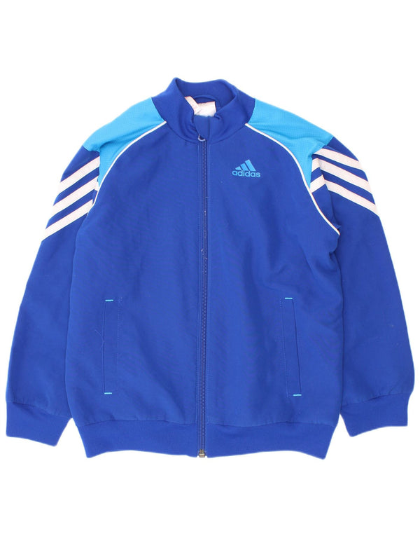 Adidas - Chaqueta de chándal para niño, 7-8 años, color azul, poliéster