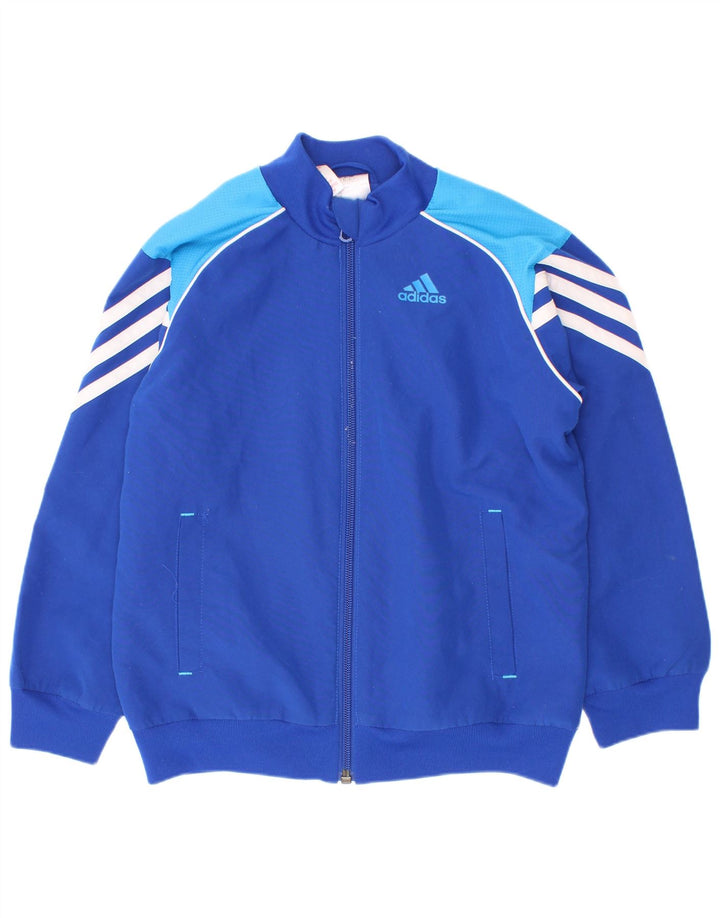 Adidas - Chaqueta de chándal para niño, 7-8 años, color azul, poliéster