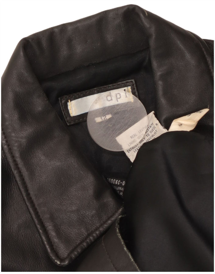 DPL Chaqueta de cuero para mujer UK 12 Medium Black Leather