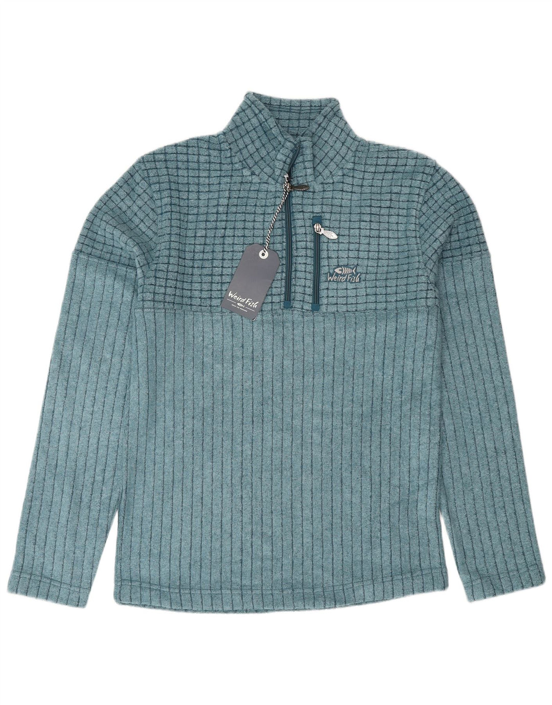 Weird Fish - Sudadera con cuello y cremallera para hombre, color azul, poliéster