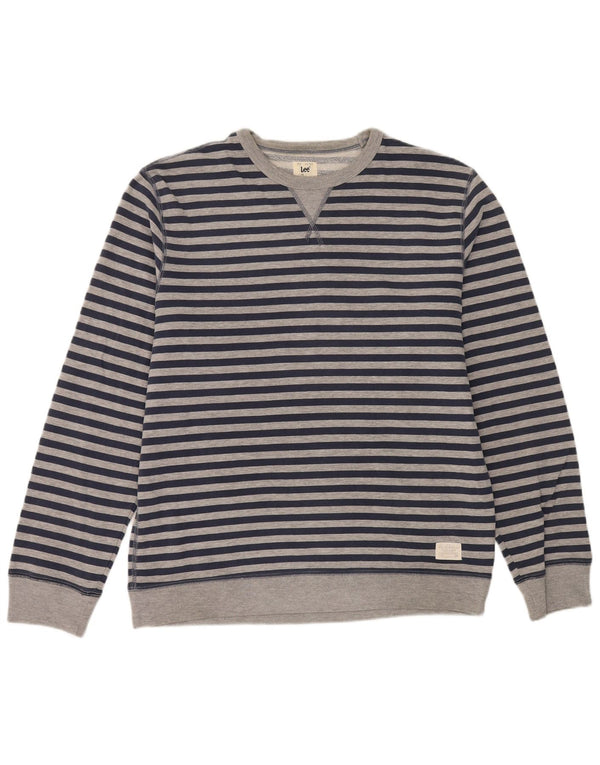 Lee - Sudadera de corte regular para mujer, talla 46, talla grande, algodón a rayas grises