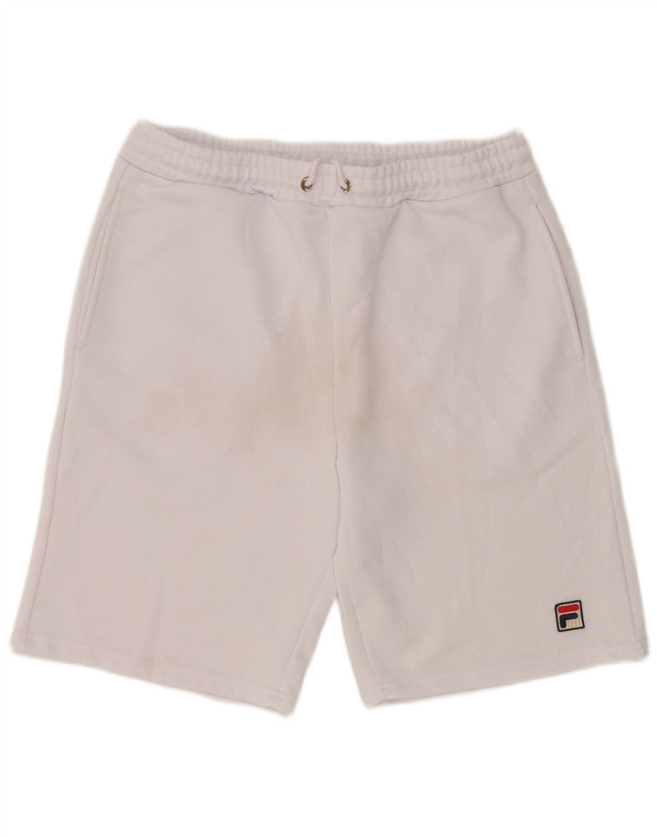 Fila Pantalones cortos deportivos para hombre poliéster blanco grande