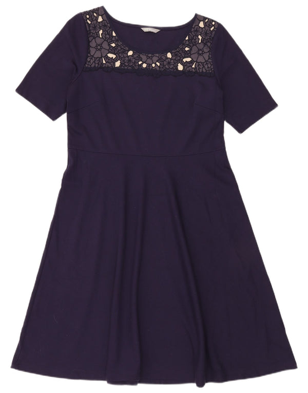 MARKS & SPENCER Vestido acampanado para mujer UK 44 Medio Azul marino Floral