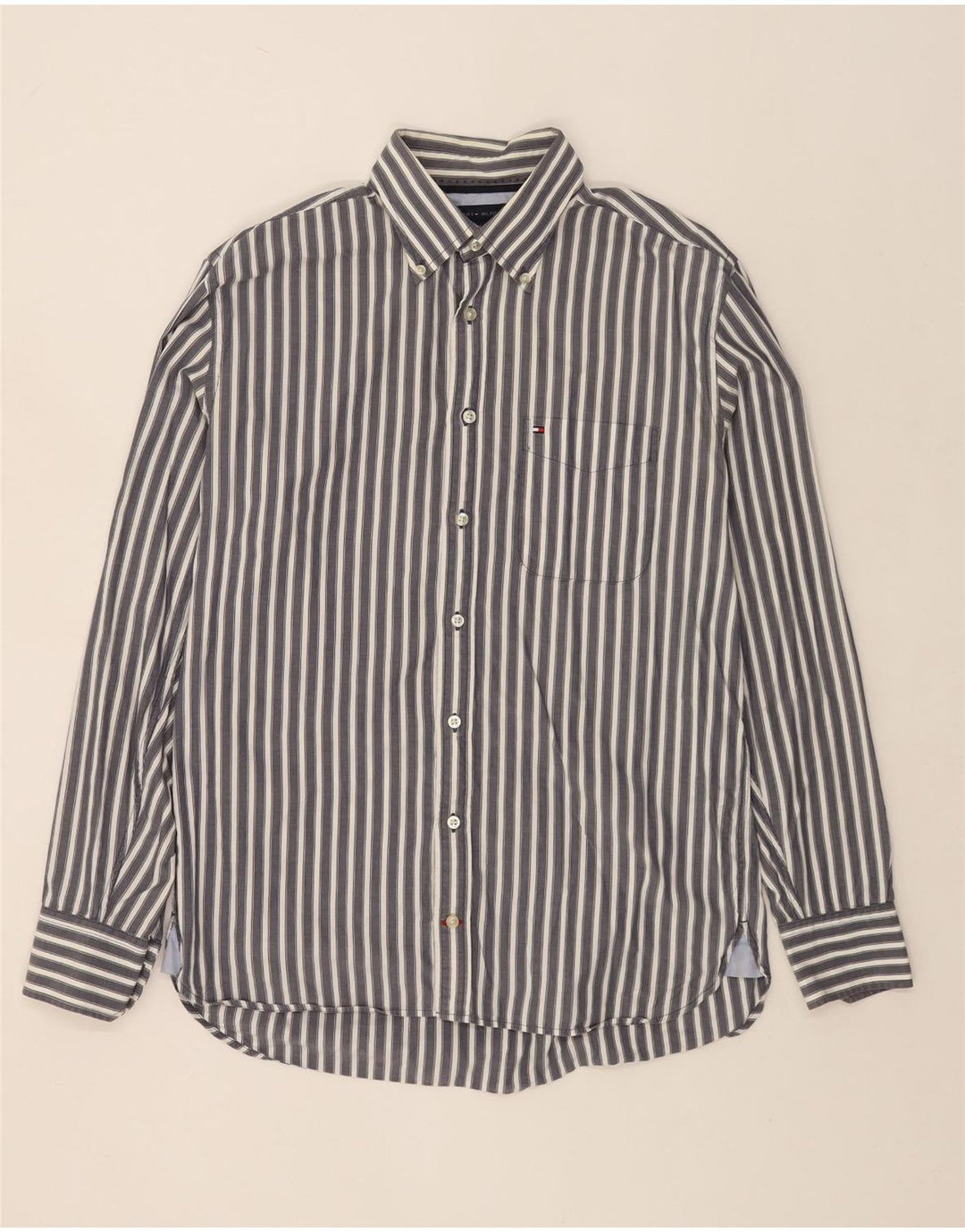 TOMMY HILFIGER Camisa de hombre de algodón a rayas gris medio