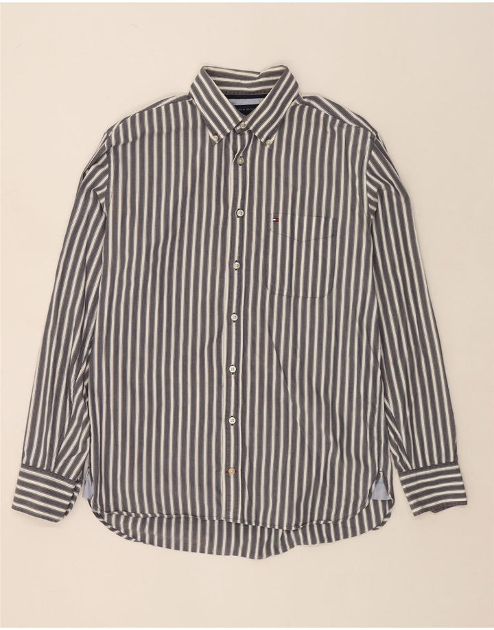 TOMMY HILFIGER Camisa de hombre de algodón a rayas gris medio