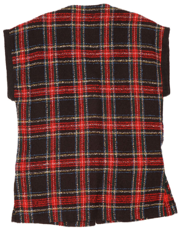 VINTAGE Chaqueta Blazer de gran tamaño para mujer de 4 botones Reino Unido 10 Pequeño cuadros rojos