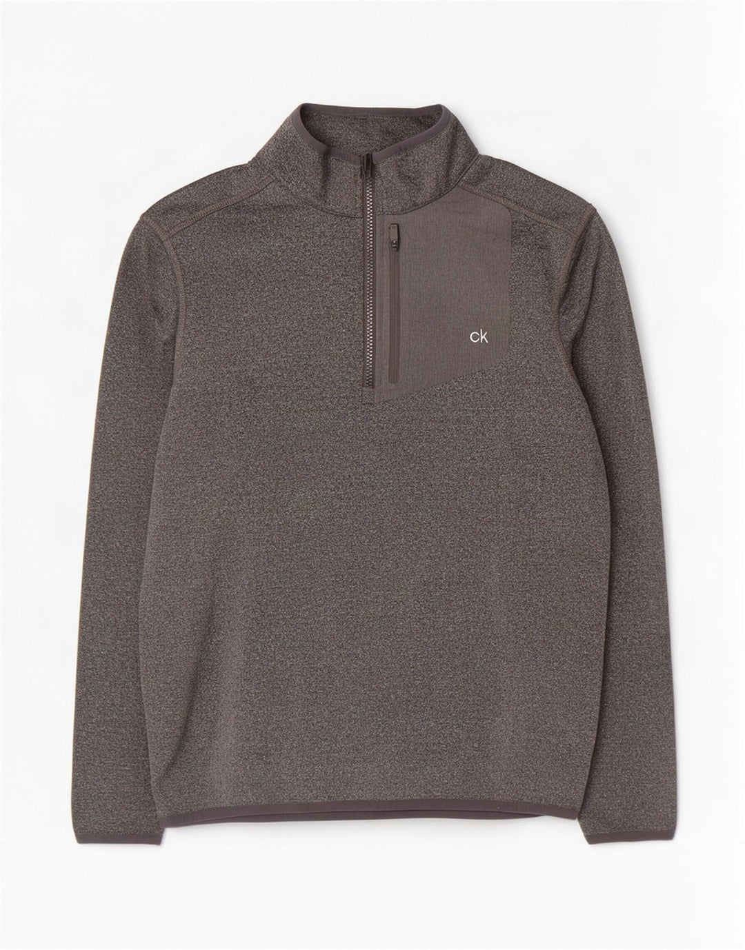 Calvin Klein Golf Zip Neck Pullover Chándal Top para Hombre Pequeño Gris Moteado
