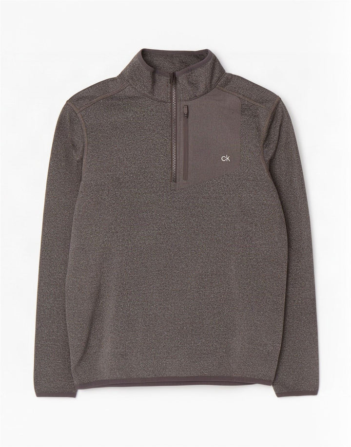 Calvin Klein Golf Zip Neck Pullover Chándal Top para Hombre Pequeño Gris Moteado