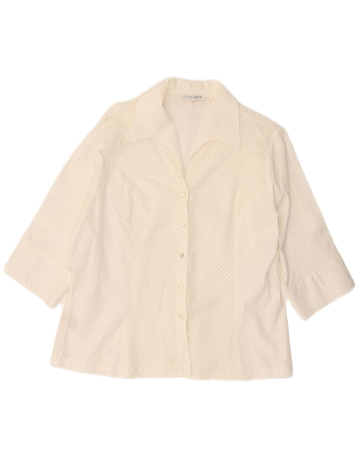 Naracamicie Camisa de manga 3/4 para mujer US 7 Mediana de algodón a rayas blancas