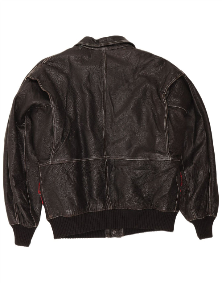 Chaqueta de cuero vintage para hombre Reino Unido 42 XL Negro