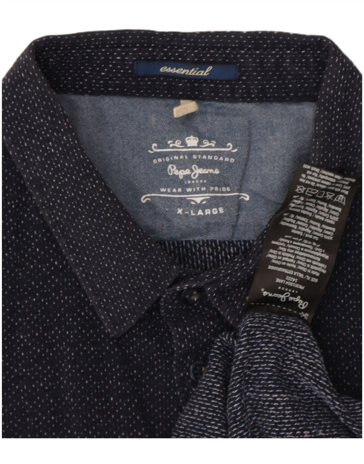 PEPE Jeans Camisa Hombre XL Algodón Lunares Azul Marino