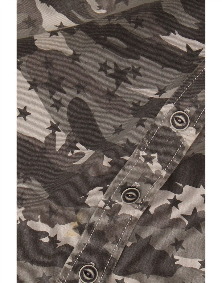 Superdry Camisa Vaquera Con Capucha Gráfica Para Mujer UK 8 Small Gris Camuflaje