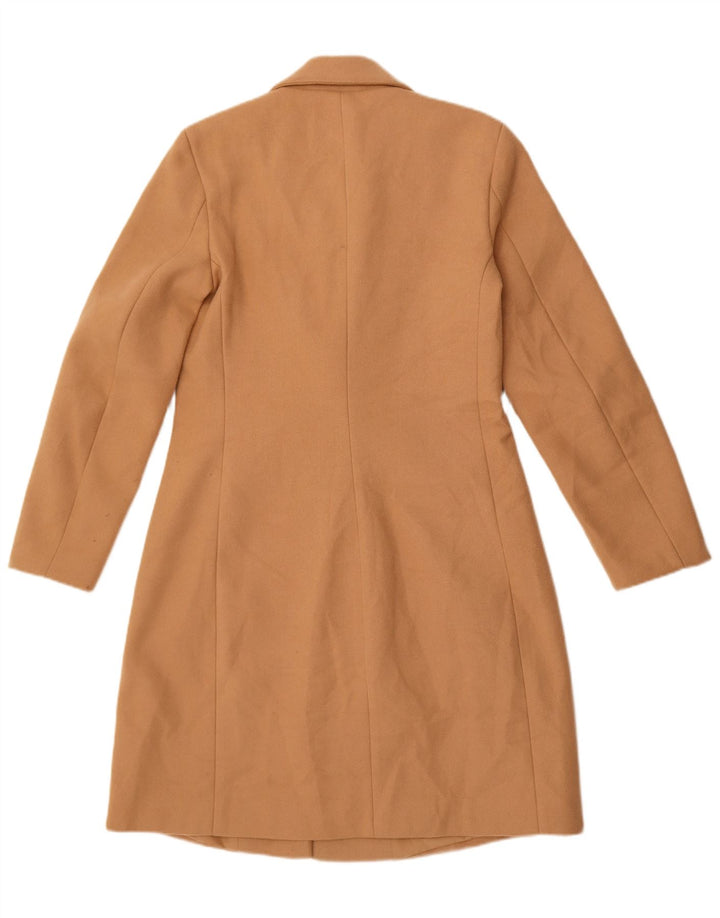 Zara Mujer Abrigo UK 10 Pequeño Poliéster Beige