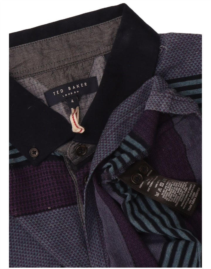 Ted Baker Polo para hombre talla 4 grande algodón a rayas multicolor