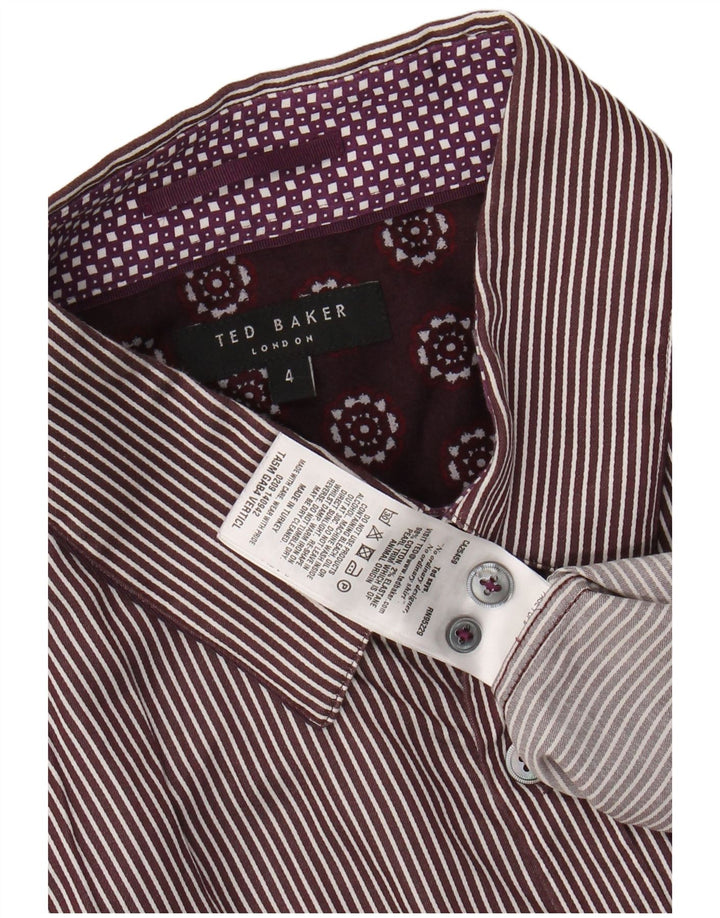 TED BAKER Camisa para hombre Talla 4 Grande Púrpura Rayas Algodón